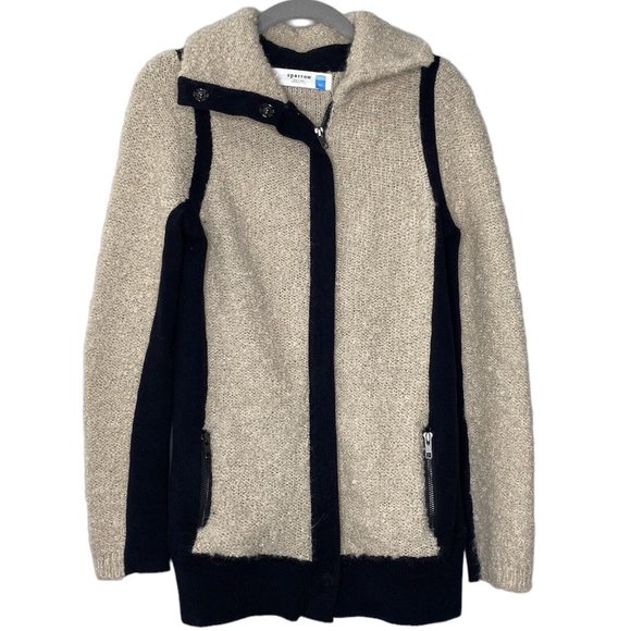 Anthropologie Sparrow Full Zip Jacket (Sz XS) Collared Wool Mohair Blend Boucle - Picture 2 of 11